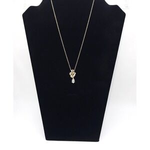 Gold Floral Cubic Zirconia Pendant Necklace Bridal Style